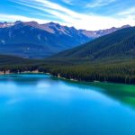 Aerial view of a beautiful Colorado boating lake.