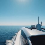 Sleek yacht on calm water
