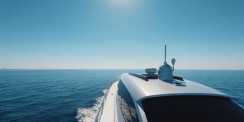 Sleek yacht on calm water