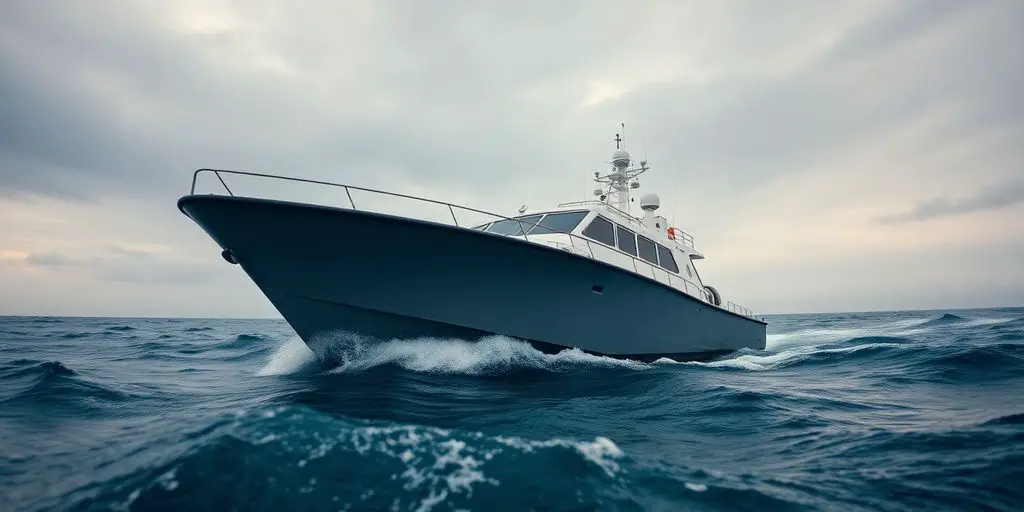 French patrol boat in rough waters.