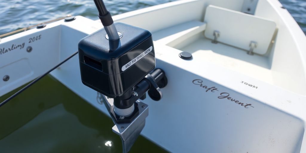 A budget-friendly trolling motor on a small boat.