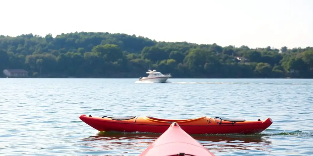 People enjoying various boating activities on calm water.