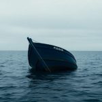 A submerged fishing boat.