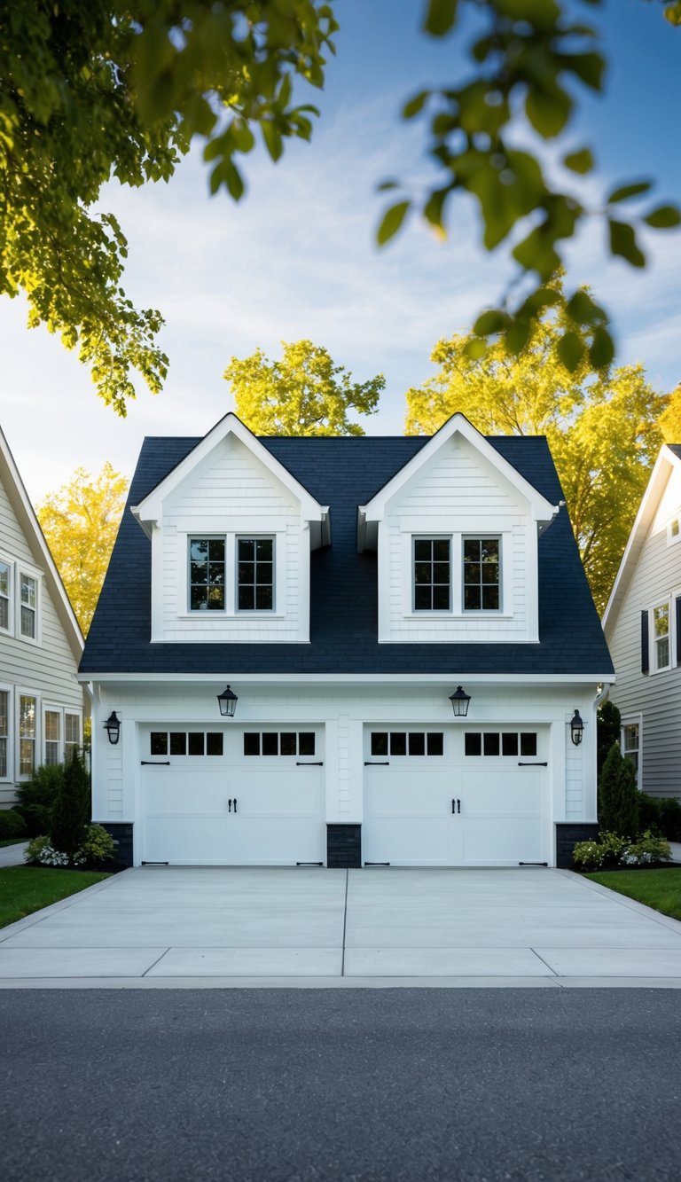 A two-story garage with dormer windows, surrounded by 21 house designs with front garages for maximum curb appeal