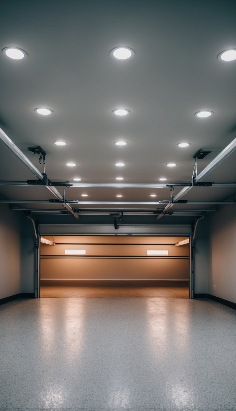 A garage ceiling with recessed LED lighting integrated into 22 creative designs for a polished finish
