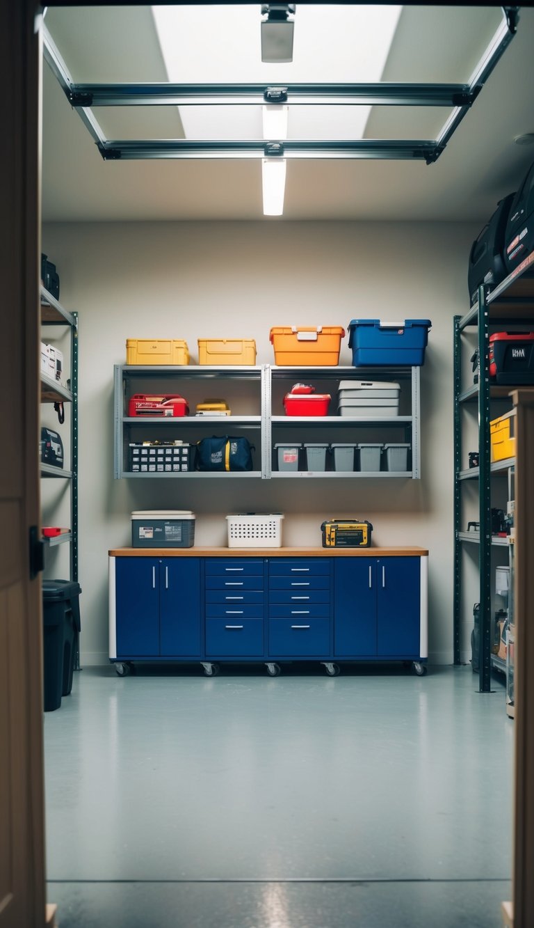 16-inch deep shelving in a small garage, maximizing space with compact storage