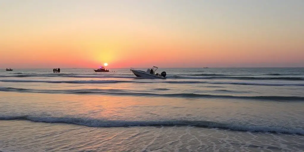 Capsized boat at sunset near Wrightsville Beach.