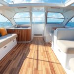 Modern marine flooring in a stylish boat interior.
