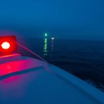 Red and green lights on a boat's port side