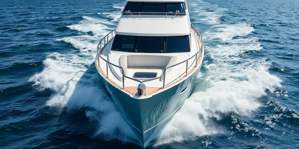 Boat steadies rough waves using gyros.