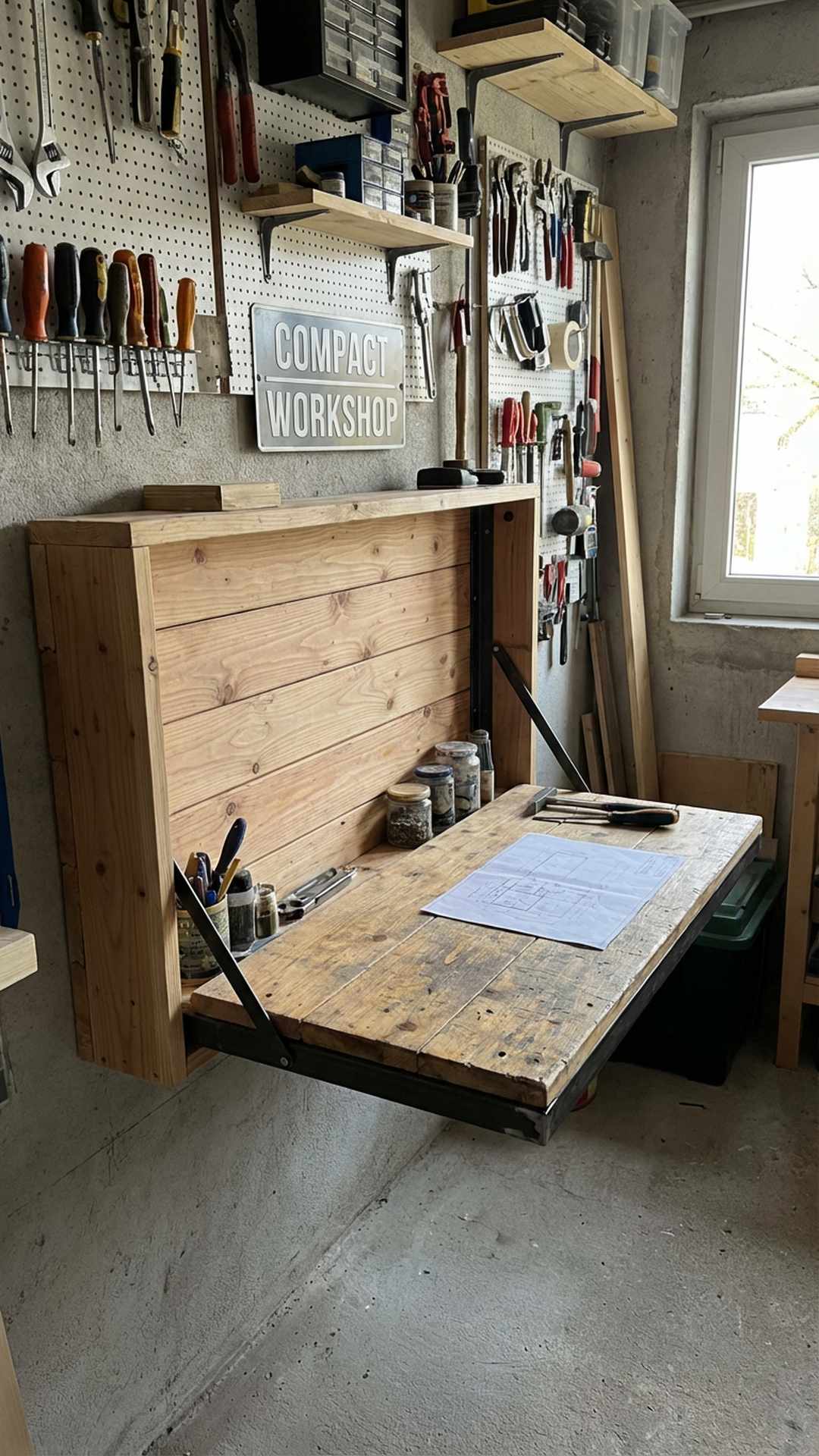 Wall-Mounted Folding Workbench