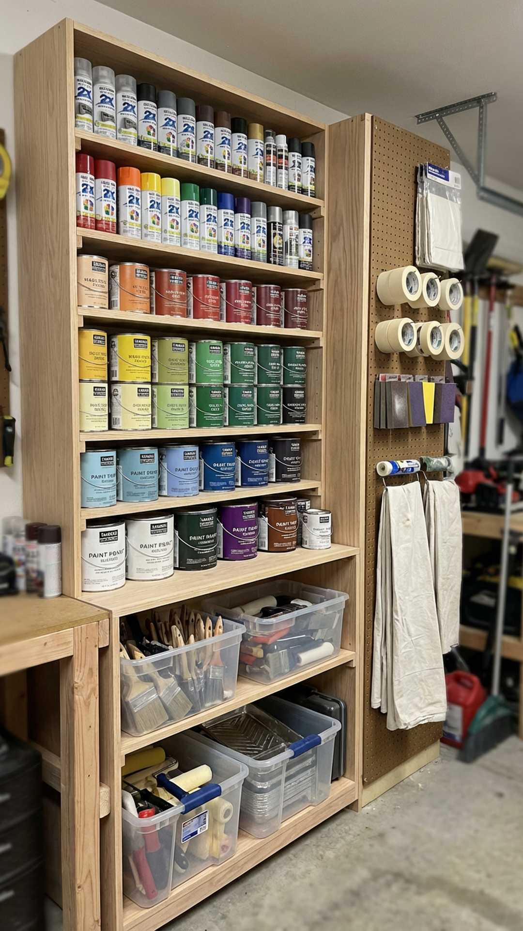 Organized Paint Storage Shelving