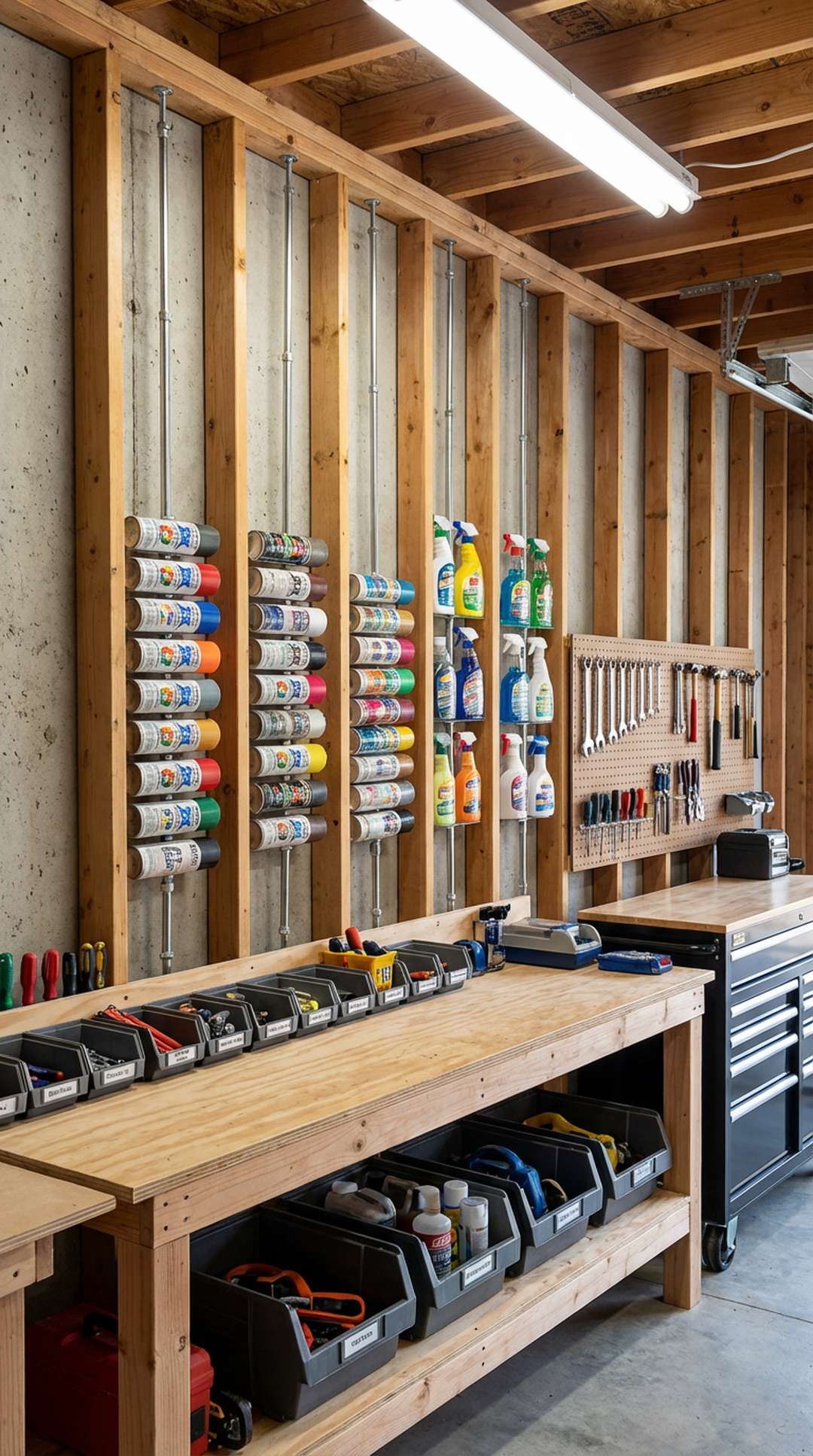 Tension Rod Storage for Spray Paint