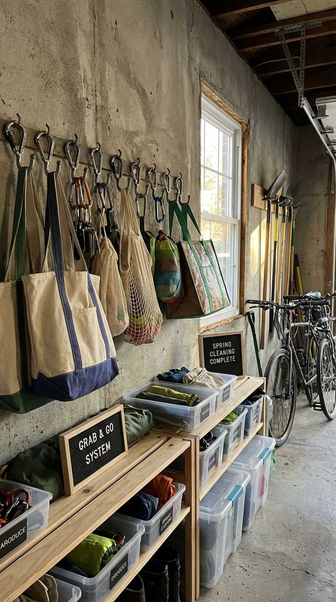 Carabiner clips holding reusable bags