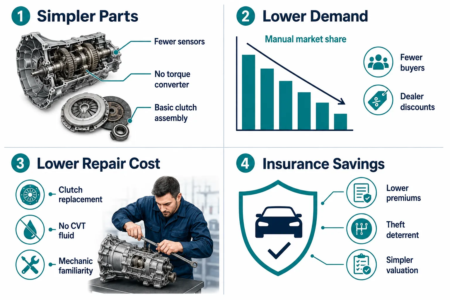 Why Manual Transmission Cars Are Cheaper Than Automatics