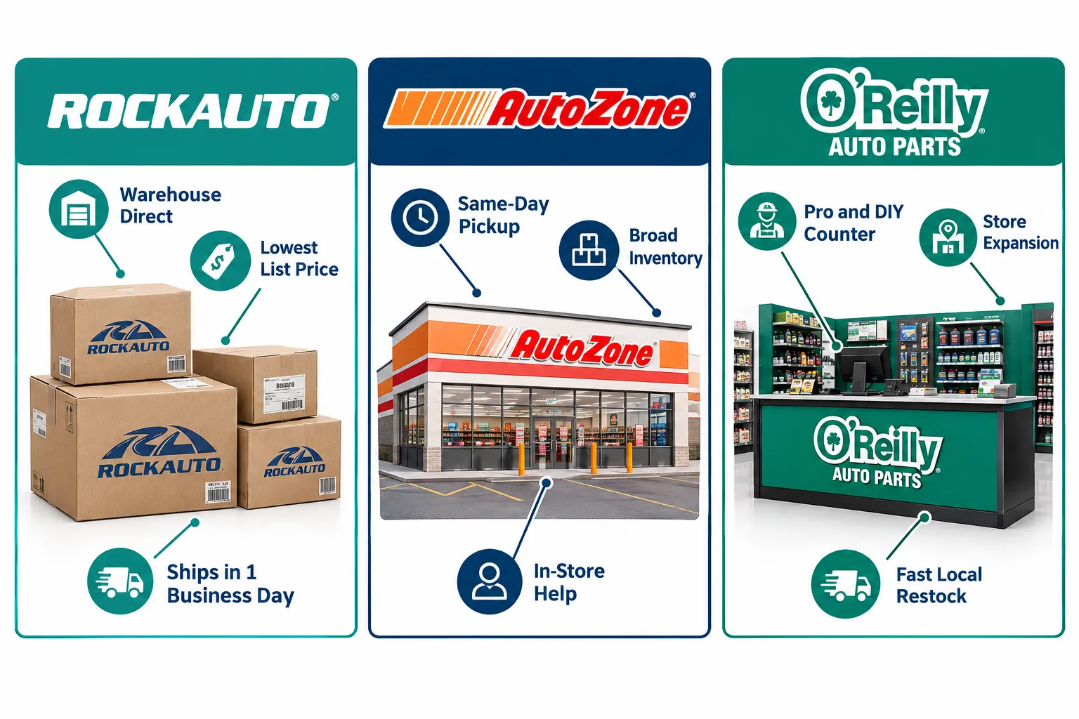 Price Comparison: RockAuto vs AutoZone vs O'Reilly Auto Parts on Common Repairs