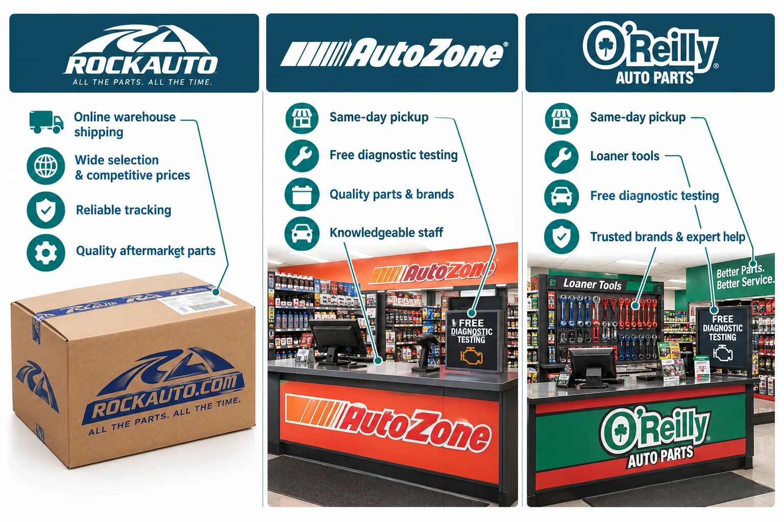 Comparing Sticker Prices: Where AutoZone vs RockAuto vs O'Reilly Auto Parts Really Differ