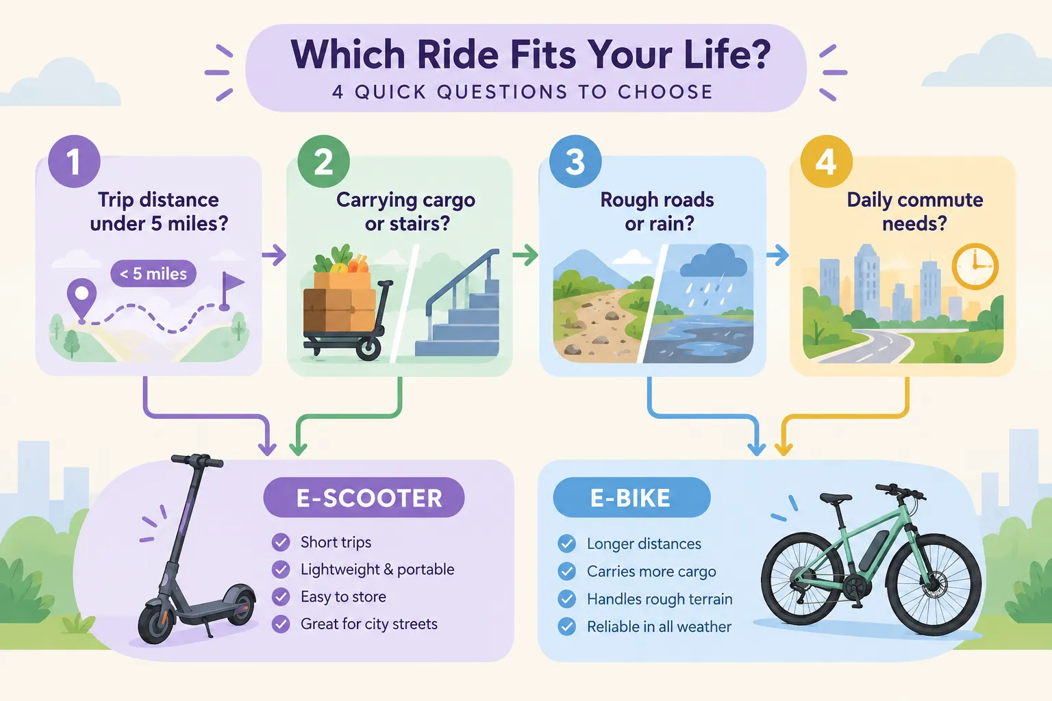 Electric E-Scooters vs E-Bikes for Urban Riders: Matching the Vehicle to the Trip